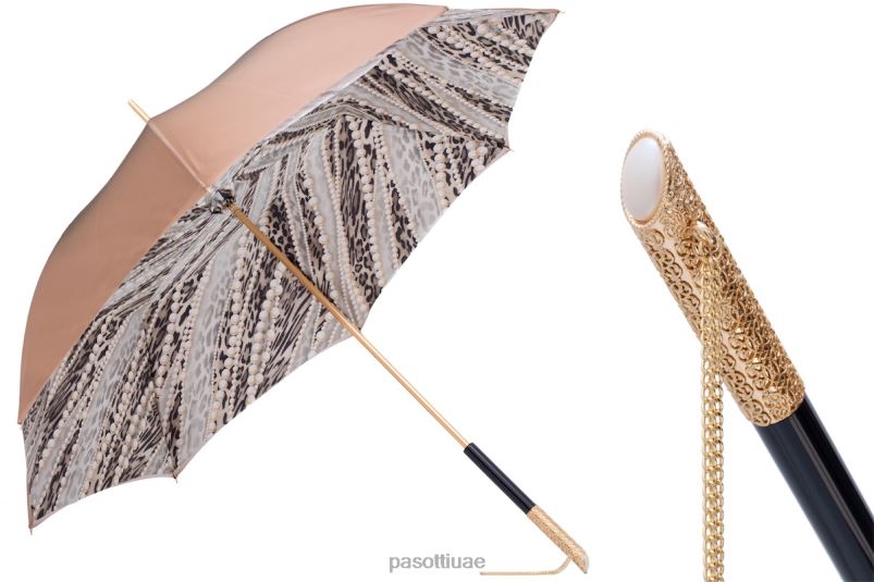 مظلة | 189 5a003-31 u5 - مظلة بطباعة لؤلؤ ذهبي فاتح، قماش مزدوج PASOTTI Z446V433